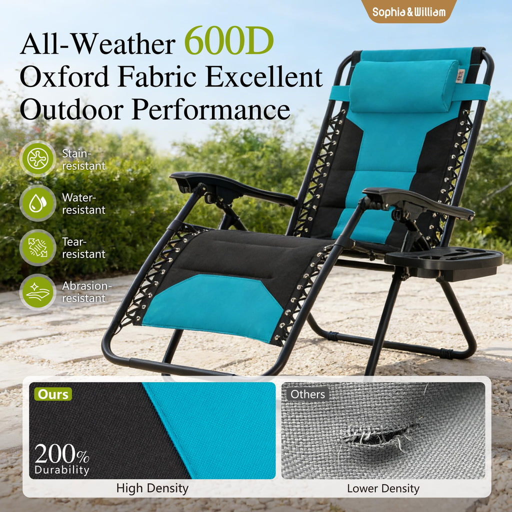 Aqua Padded Zero Gravity Chair Set of 2 D933