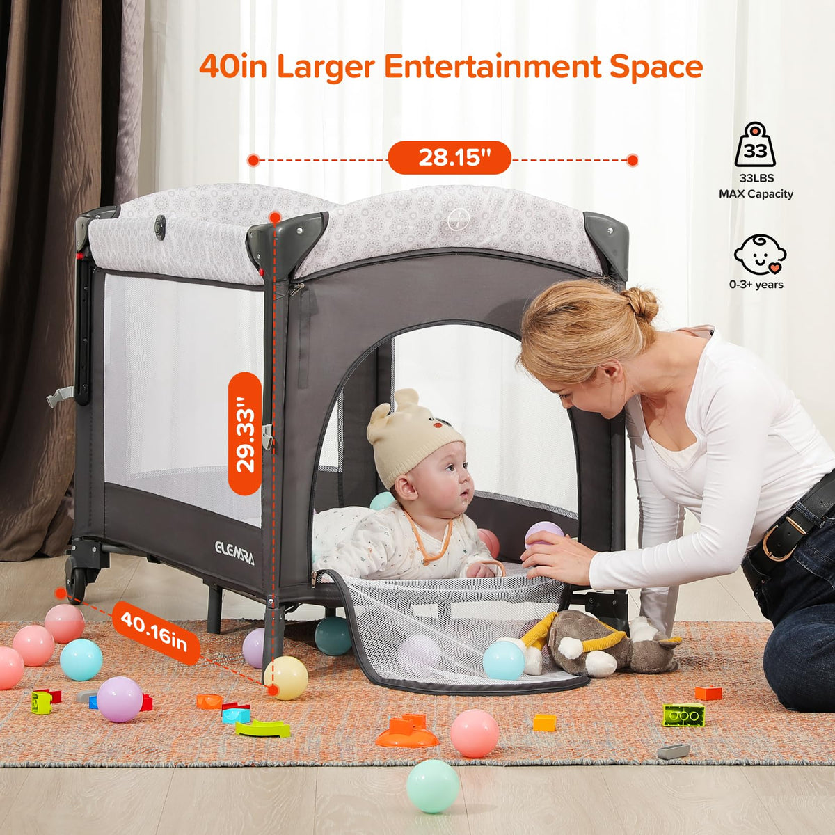 3 in 1 Wide Baby Bassinet with Mattress Y56658