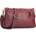 Small Genuine Leather Crossbody Bag with 3 Zipper Pockets I163