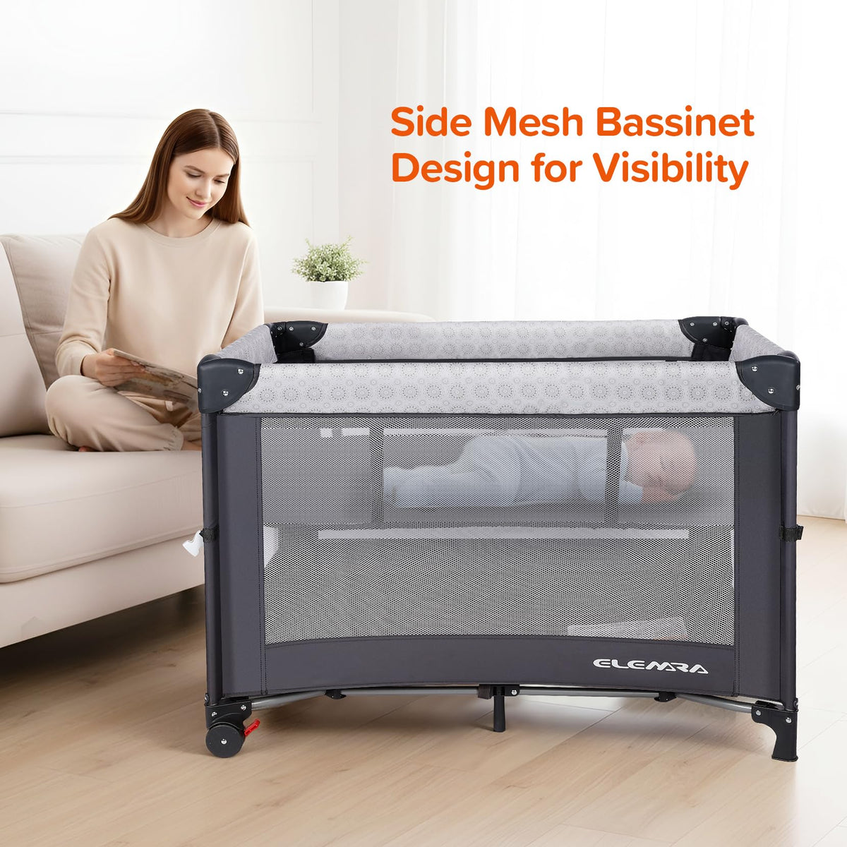 3 in 1 Wide Baby Bassinet with Mattress Y56658