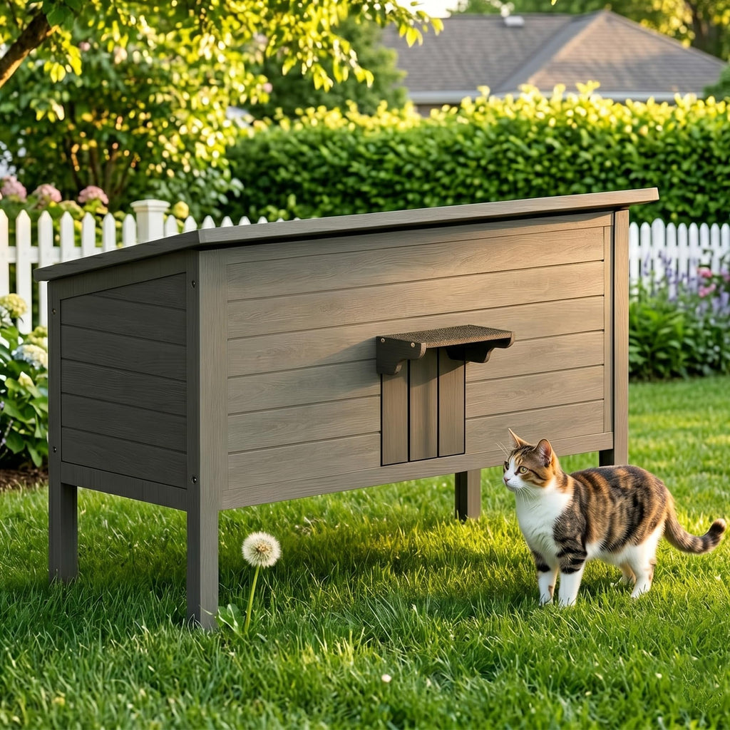 Insulated Weatherproof Wooden Outdoor Cat House Q6012