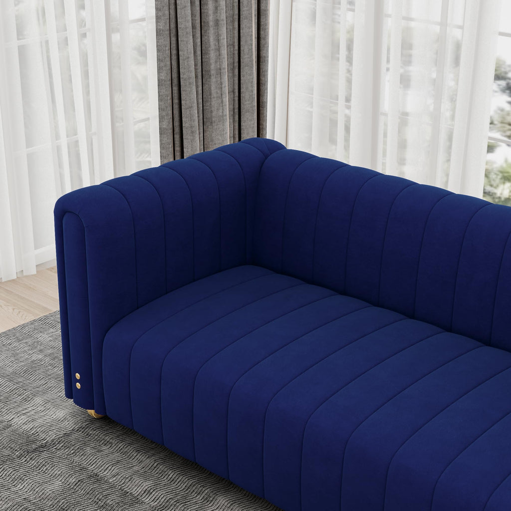 Blue Tufted Velvet Sofa with Metal Legs R6358