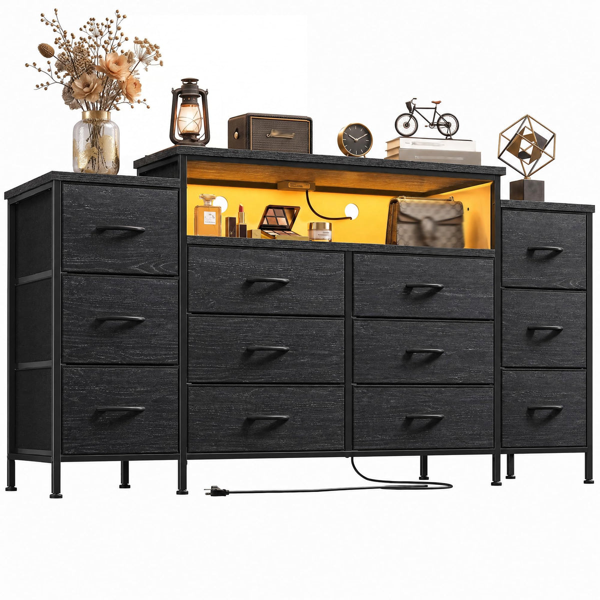 12 Drawer Dresser with LED Lights and Charging J707603