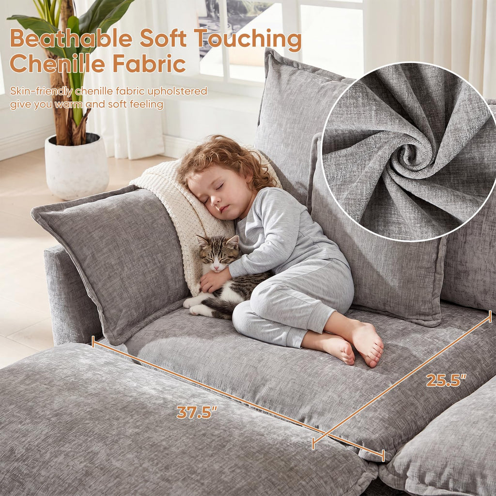 Light Gray Chenille 2 Seater Sofa with Pillows G683631
