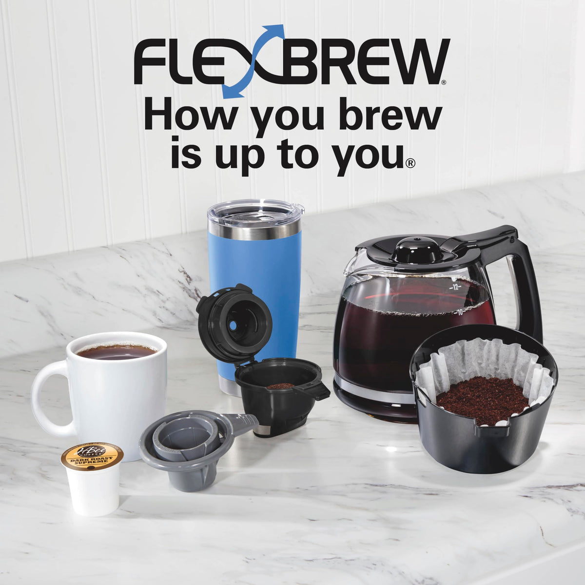 2-Way Coffee Maker with K-Cup Pods or Grounds, Black O908052