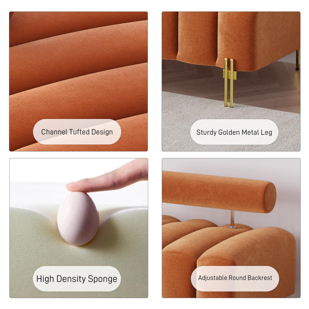 Orange Velvet Ottoman Bench A5385