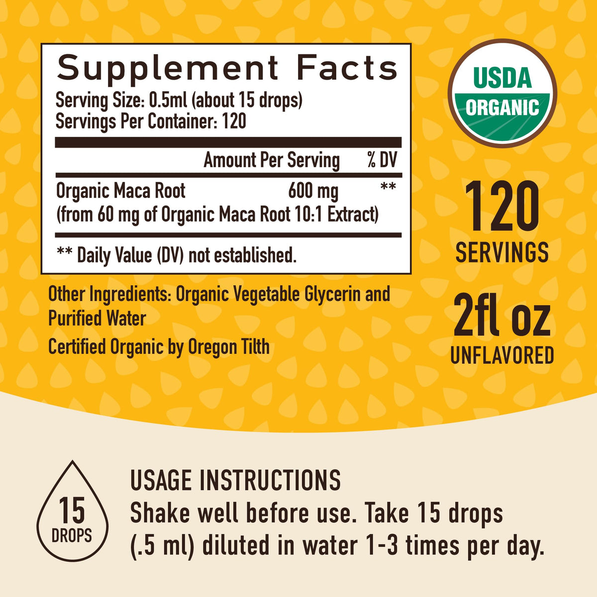 Organic Maca Root Liquid Drops 2 fl oz H9631