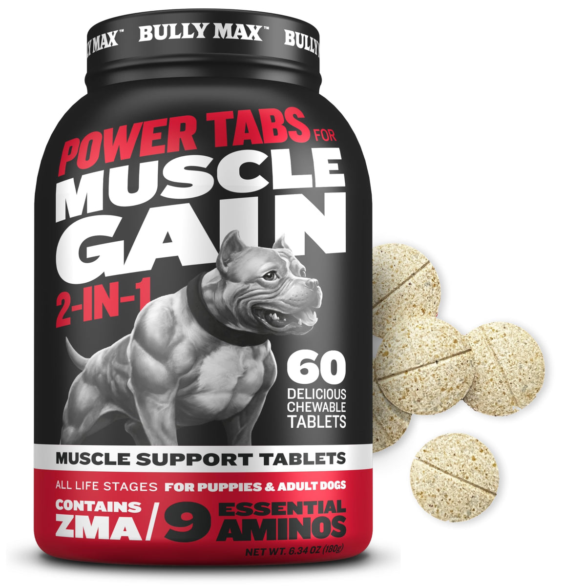 Dog Weight Gainer Soft Chews Liquid Gel Supplement & Muscle Builder Power Tabs Bundle S20556