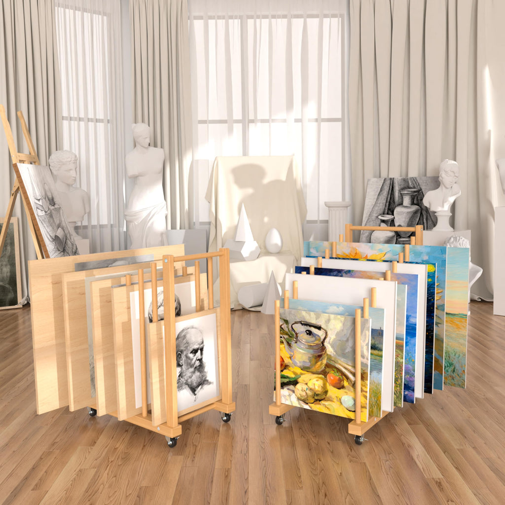 Art Canvas Storage Rack with Wheels and Handle R11689