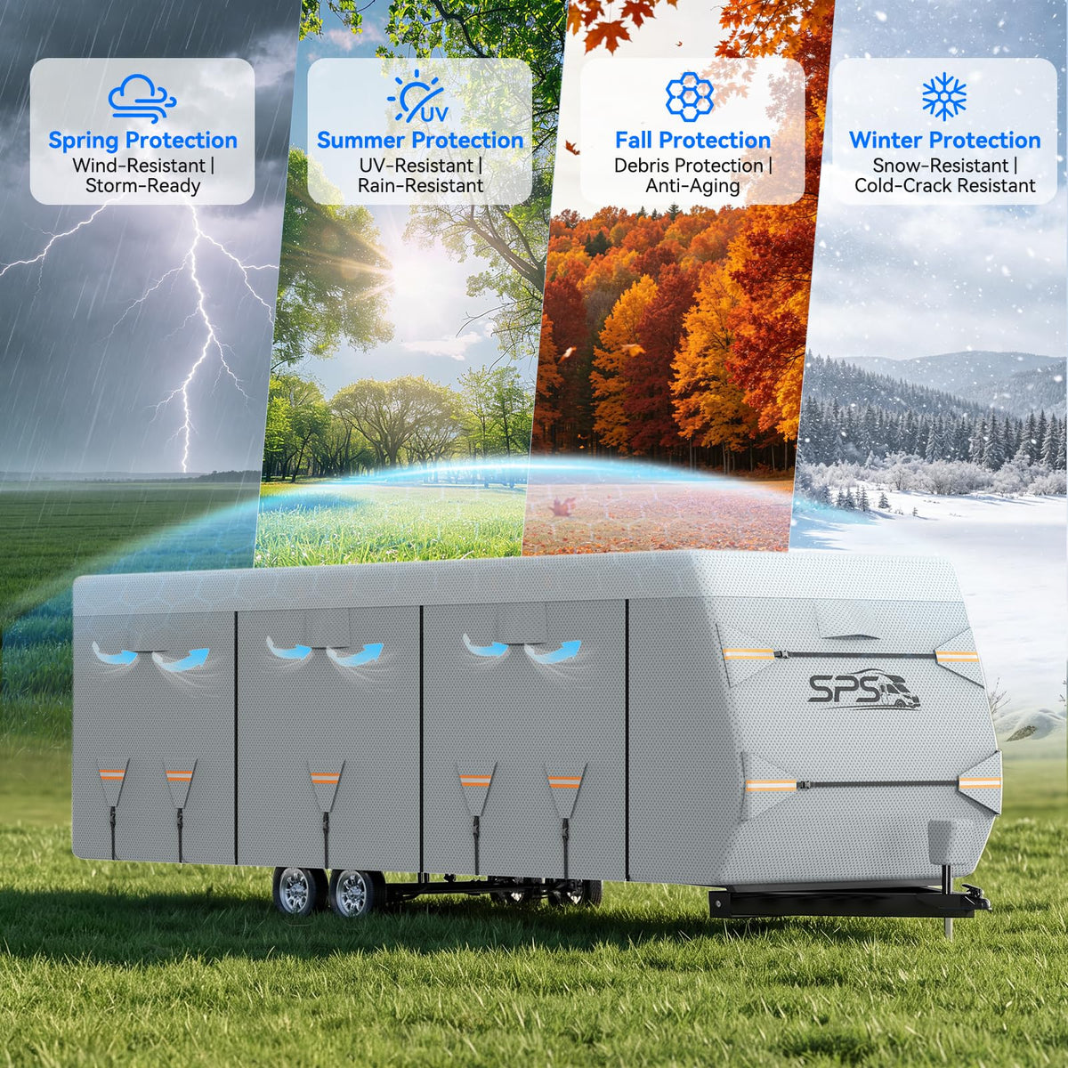 Waterproof Ripstop Travel Trailer RV Cover 24-27ft H25122