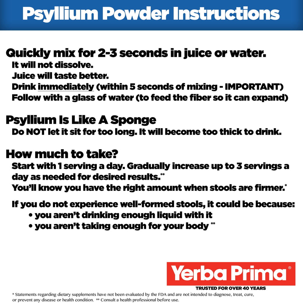 Psyllium Husks Powder 12 oz Fiber Supplement A1113