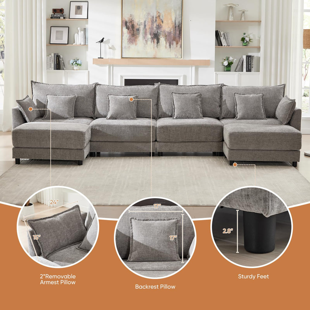 Light Gray Chenille 2 Seater Sofa with Pillows G683631