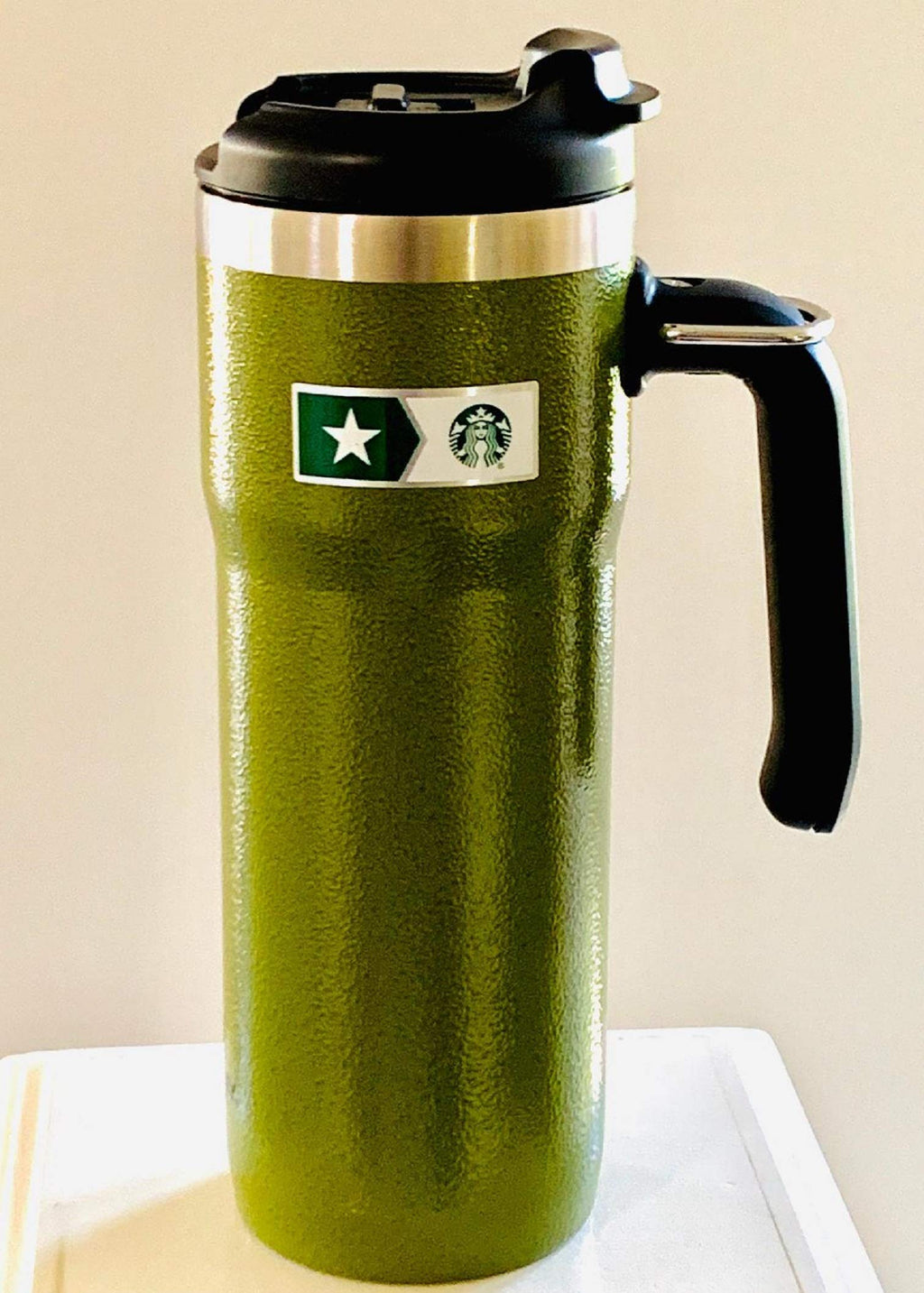 Double Walled Hammered Stainless Steel Tumbler With Handle X8983