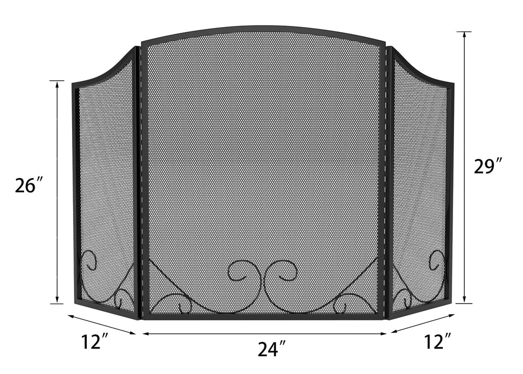 Black Wrought Iron Fireplace Screen J11527
