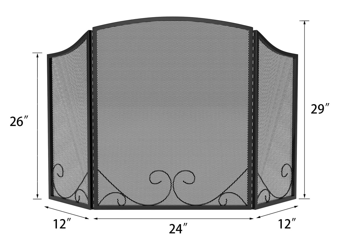 Black Wrought Iron Fireplace Screen J11527