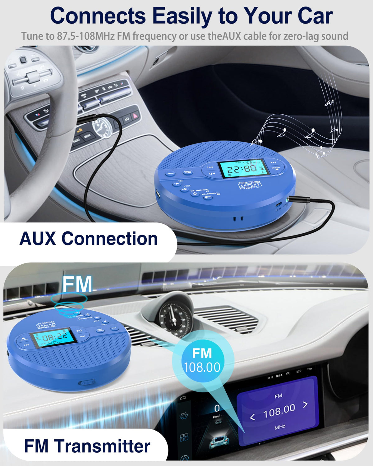 Portable CD Player with FM Transmitter & Speaker B910