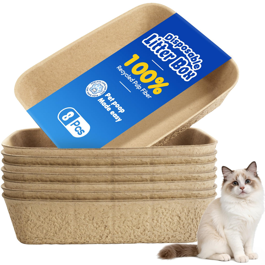 Disposable Litter Boxes for Cats 8-Pack Extra Thick Sturdy Leakproof S6271
