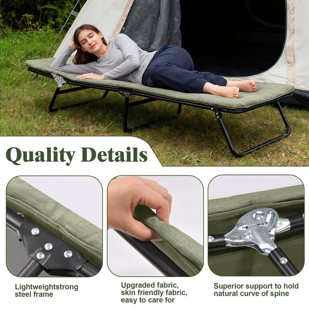 Camping Cot with Mattress Portable Folding Double Layer 1200D O78713