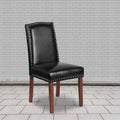 Black LeatherSoft Parsons Chair with Nail Trim B847