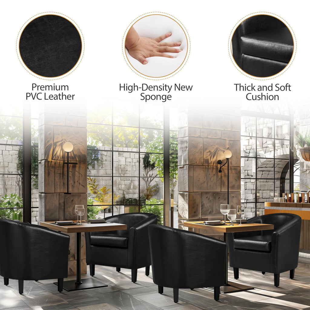 Black Faux Leather Barrel Accent Chairs A8782