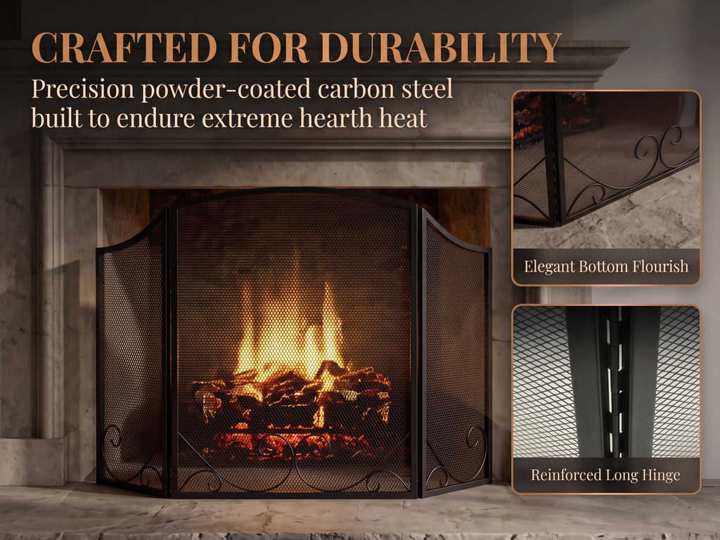 Black Wrought Iron Fireplace Screen J11527
