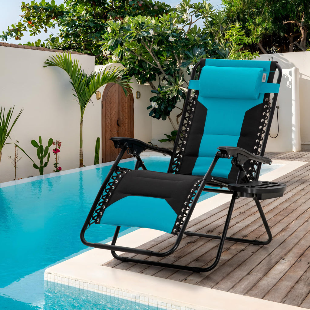Aqua Padded Zero Gravity Chair Set of 2 D933