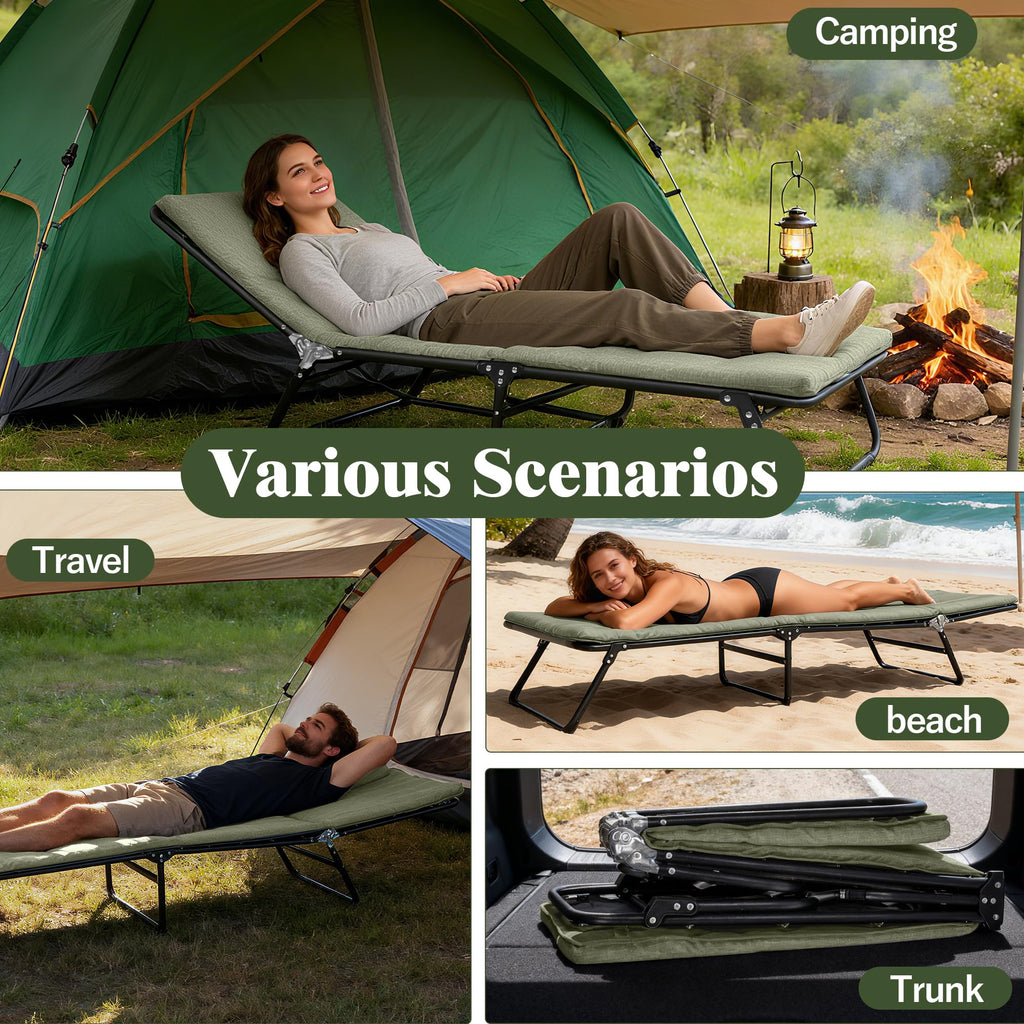Camping Cot with Mattress Portable Folding Double Layer 1200D O78713